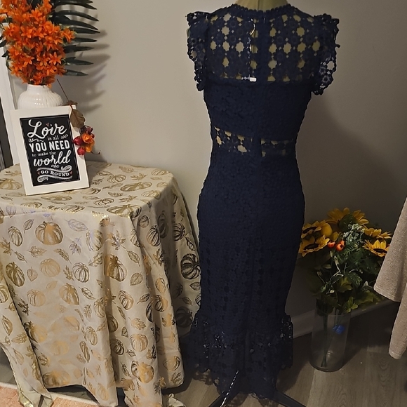 NWT PETAL+PUP LAUREN DRESS Elegant Navy Lace Midi Dress SZ 2 - Picture 12 of 12